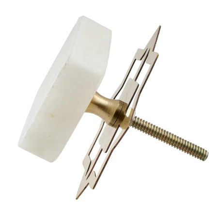 White Stone Square Cabinet Knobs